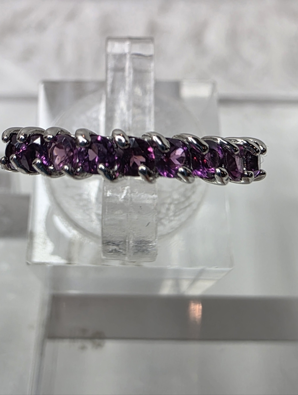 Sterling Silver Rhodolite Garnet Band Ring